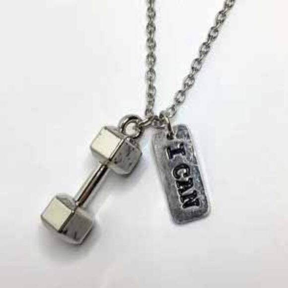 Dumbbell and I Can Charm Necklace - Picture 3 of 3